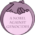 logo Nobel Against Genocide sostenuto da Estrogeni&Partners